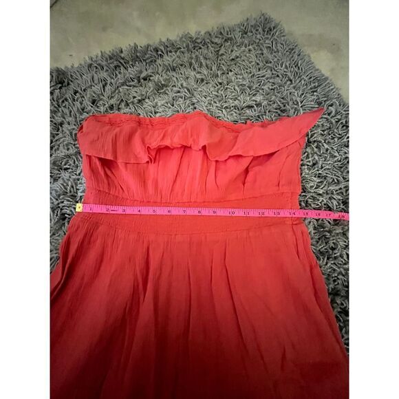 Anthropologie H in Paris Coral Strapless Midi Dress M - Picture 7 of 12